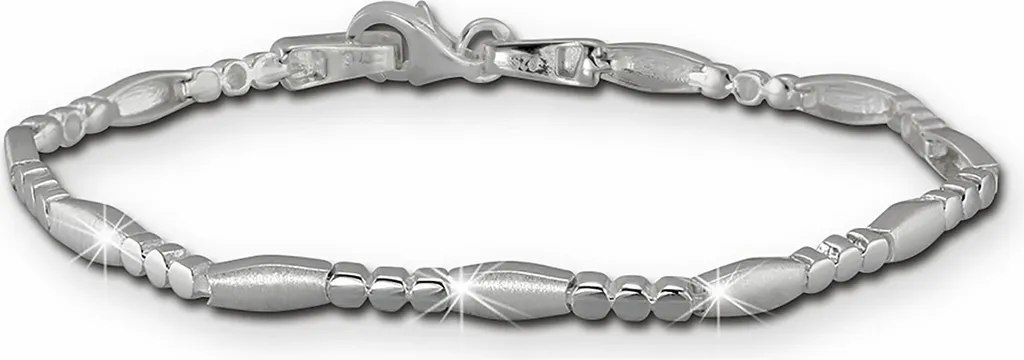 Bracelet Glamour en Argent 925 Mat et Brillant 19cm, Design SilberDream