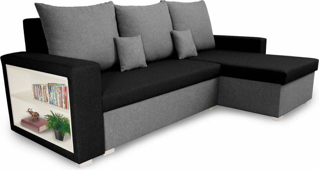 Ecksofa mit Schlaffunktion SAM1 - Schwarz/hellgrau