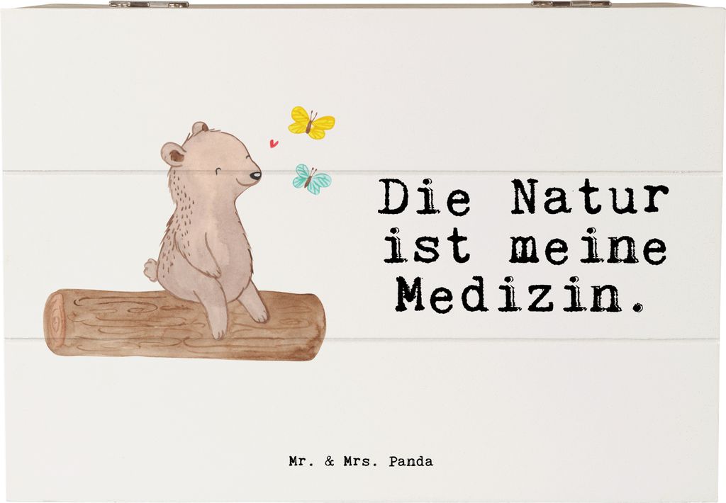 Mr. & Mrs. Panda holzschatulle Bär Naturliebhaber 22 x 15 cm - Weiß - Geschenk, Outdoor, Nature Lover, Kiste mit Deckel, Schatzkiste, fotobox, Er...