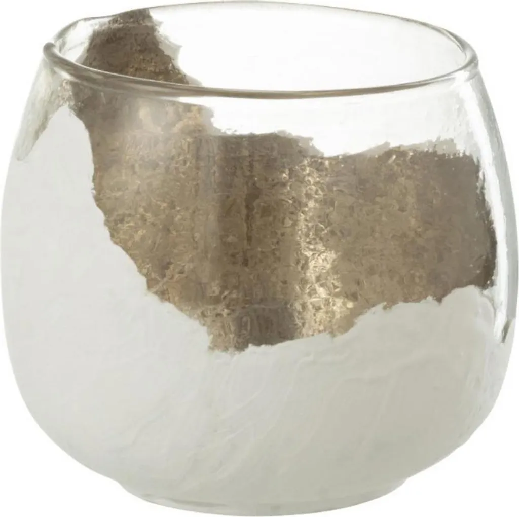 Photophore en Verre Ondulé J-Line Wavy Blanc et Transparent Petit Modèle