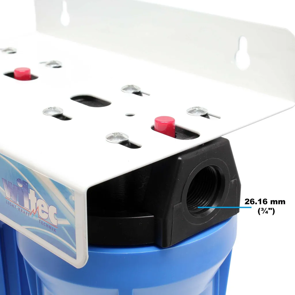 Naturewater NW-BRK03 Filtro per acqua a 3 stadi, 5 µ, elemento filtrante 26,16 mm (3/4"), filtro a cartuccia in PP, chiave di filtraggio, filtro per sedimenti blocco di carbone attivo granulato di carbone attivo - 3