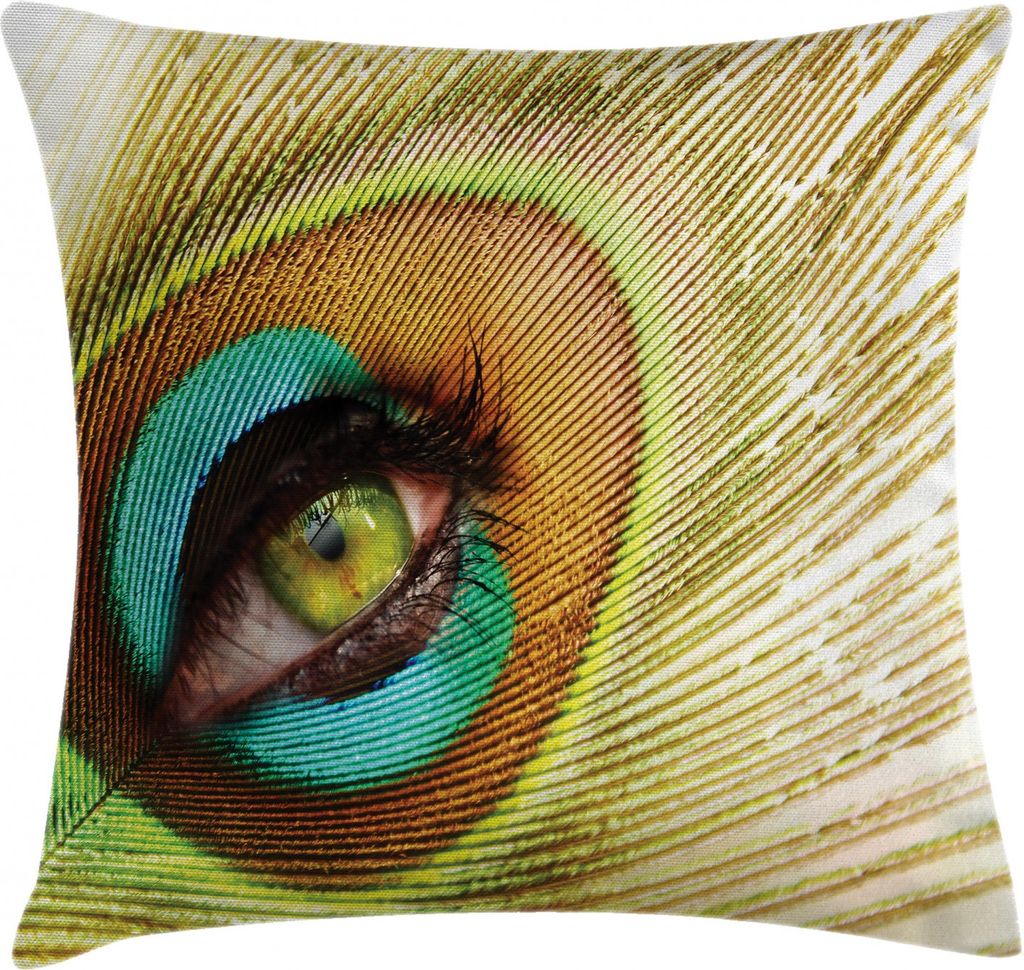 ABAKUHAUS Bunt Kissenbezug, Pfauenfeder Auge, Waschbar mit Reißverschluss Kissenhülle mit Farbfesten Klaren Farben Beidseitiger Druck, 40 x 40 cm...