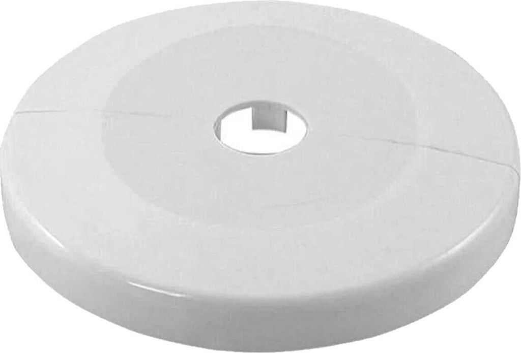 A white plastic hinge rosette with a central hole.