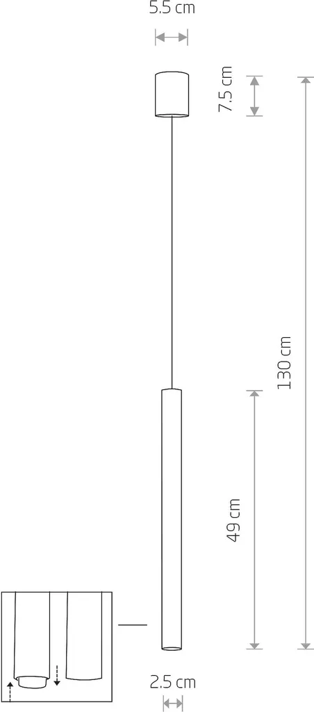 Suspension LASER Nowodvorski en cuivre satiné 1xG9 130cm design fin