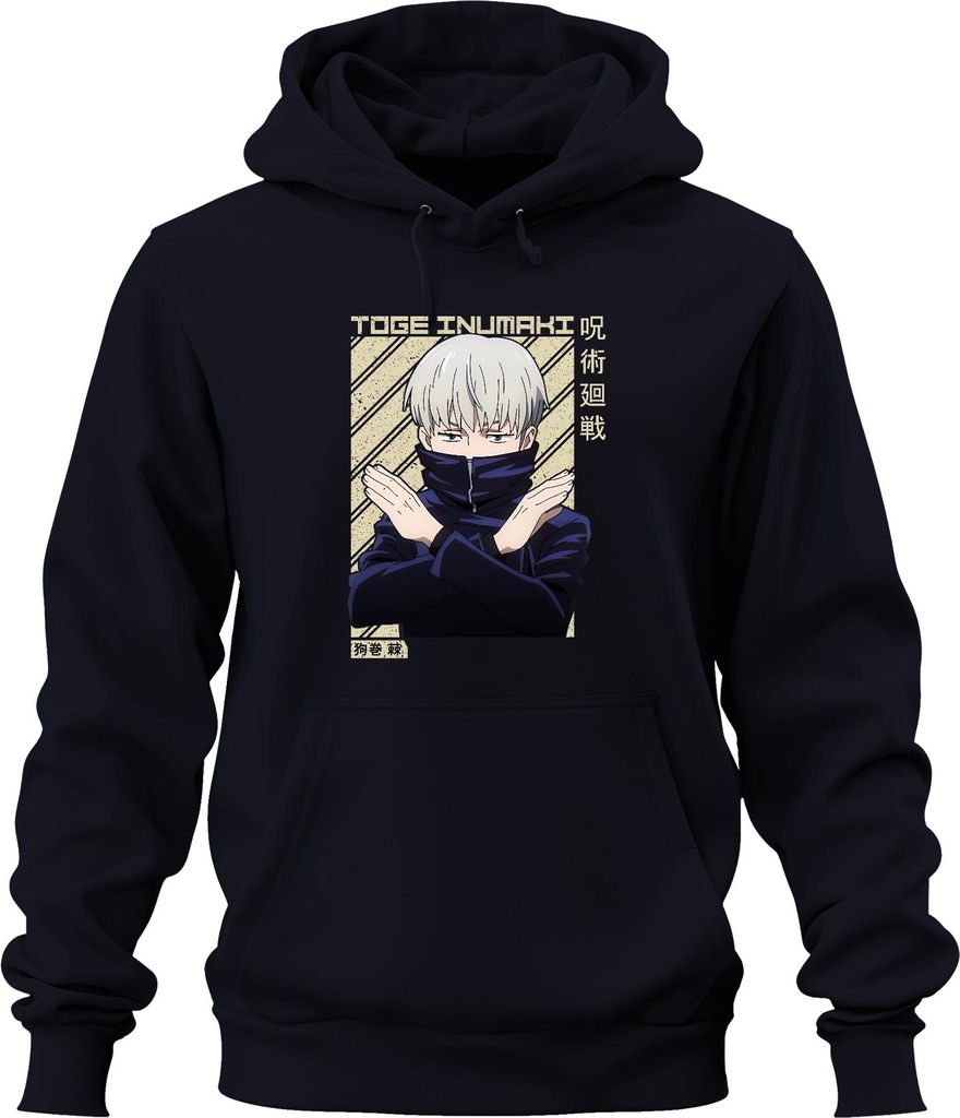 Toge Inumaki Jujutsu Kaisen Anime Geschenk Cosplay Silberhaar Uni Hoodie Kapuzenpullover, Navy, S