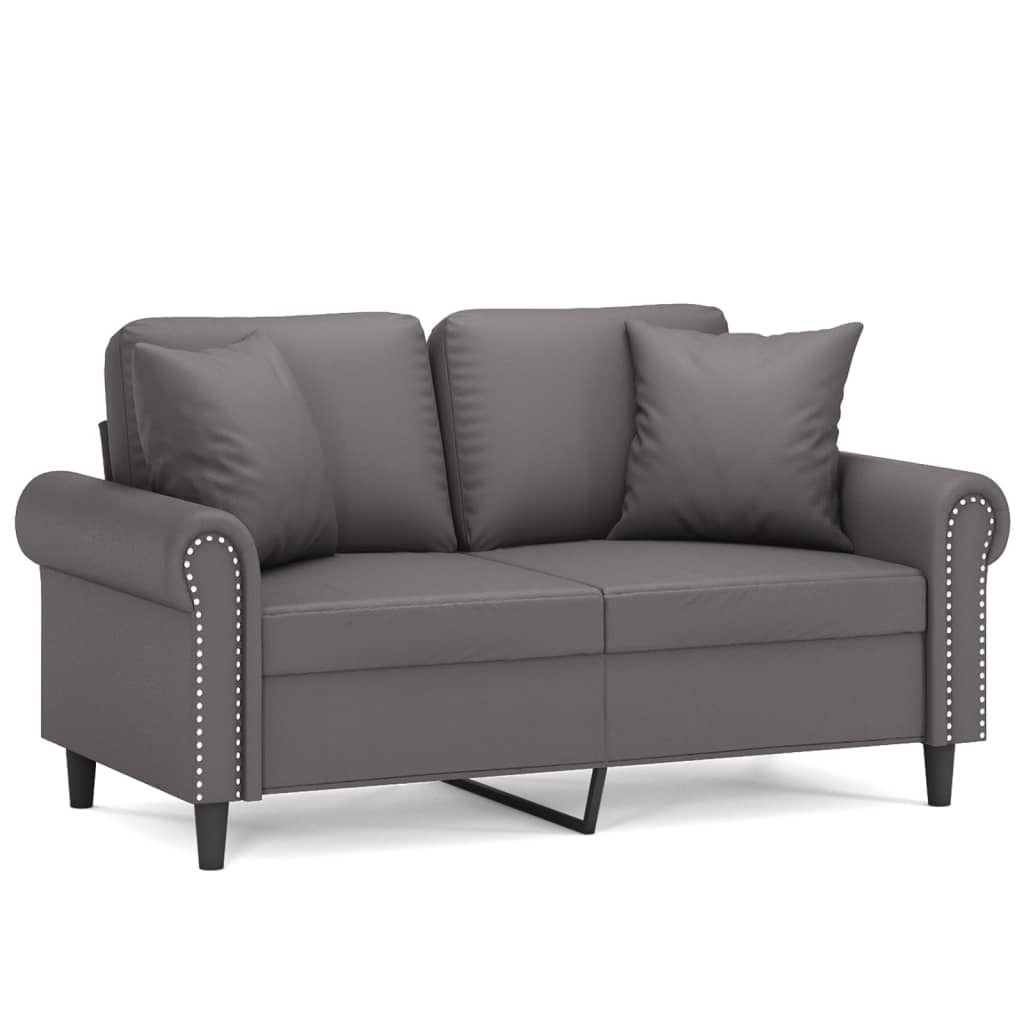 "WINTER SALE" 2-Sitzer-Sofa/Chaiselongue - elegantes Design - Couchgarnitur Wohnzimmer - mit Zierkissen Grau 120cm Kunstleder - 152x77x80cm - Klass...