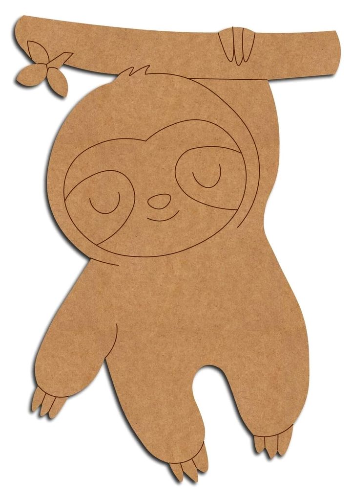 Faultier-Design aus Medite MDF, 10,2 cm x 12,7 cm