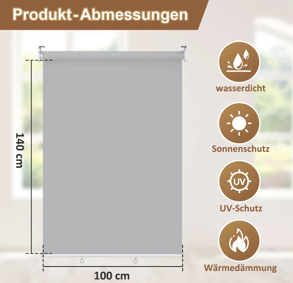 TolleTour Tenda Verticale Esterna 100x140 cm Grigia | Set 2 Pezzi - 2