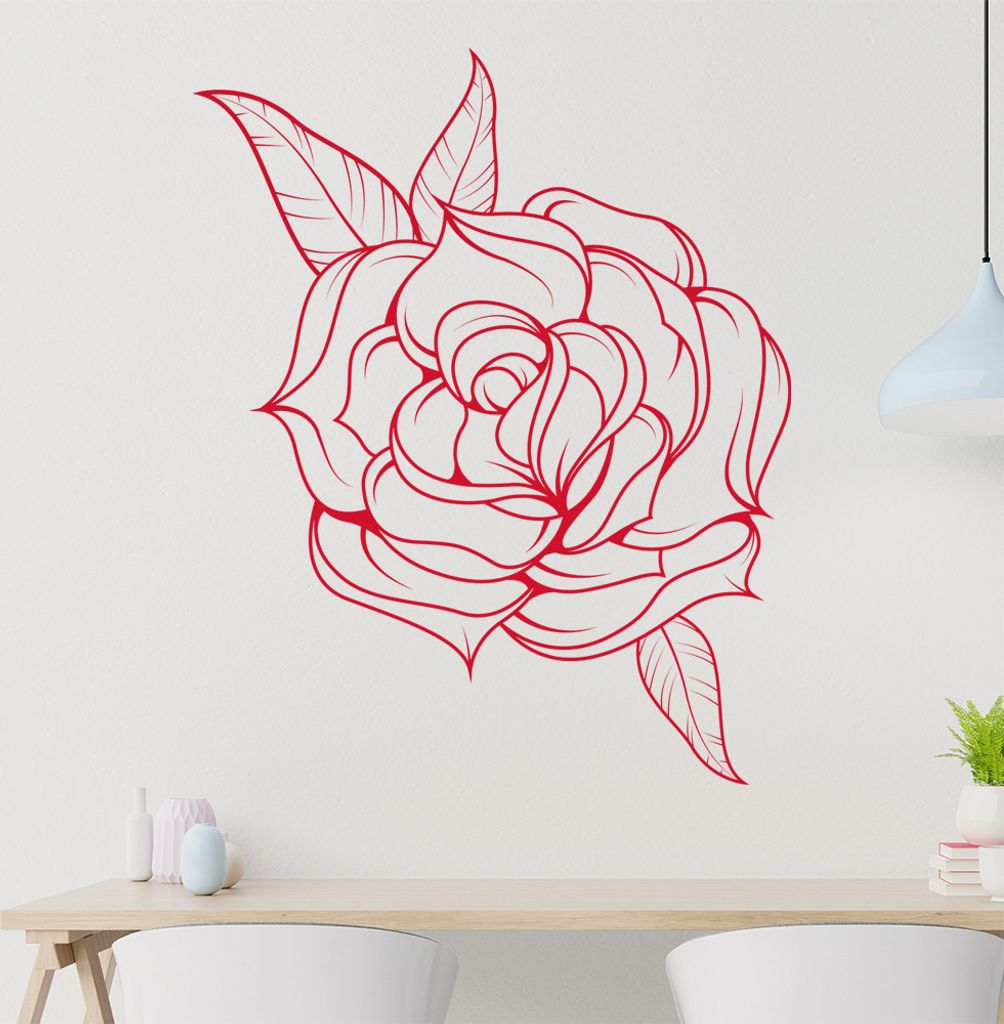 KIWISTAR Feine Rose Flower Liebe Wandtattoo in 6 Größen - Wandaufkleber Wall Sticker - Dekoration, Küche, Wohnzimmer, Schlafzimmer, Badezimmer
