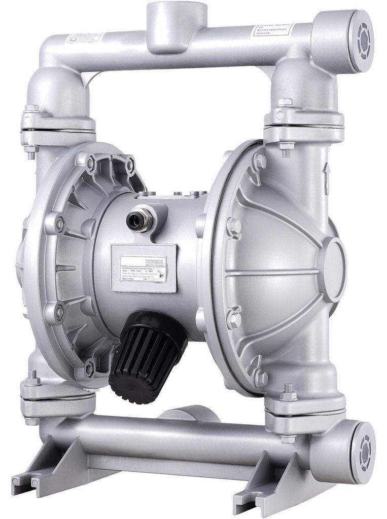 SucceBuy Druckluft-Doppelmembranpumpe, 200 L/min, max. 7,9 bar, pneumatische Förderpumpe mit 2 Ersatzmembranen, 1-1/2 Zoll Ein- und Auslass aus Al...