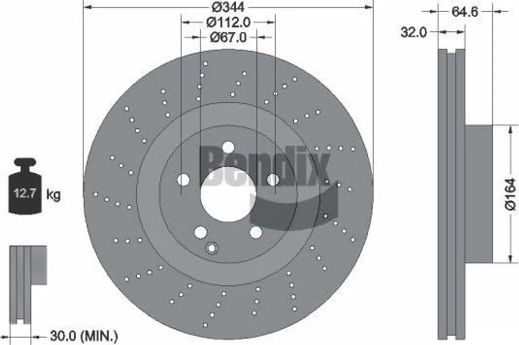 Disque de frein Bendix BDS1777HC Haute Performance OE 0004211412 Argent