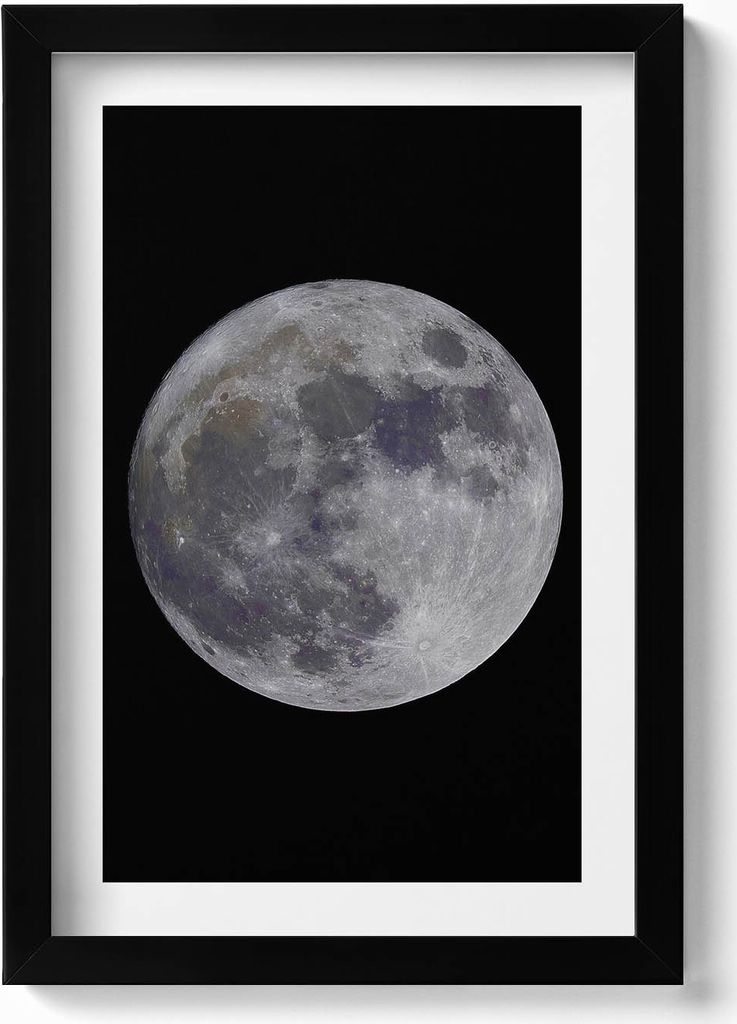 Vollmond am schwarzen Himmel– Wandbild mit Rahmen – Gerahmtes Bild – Wanddekoration – 20x30 cm – Schwarz