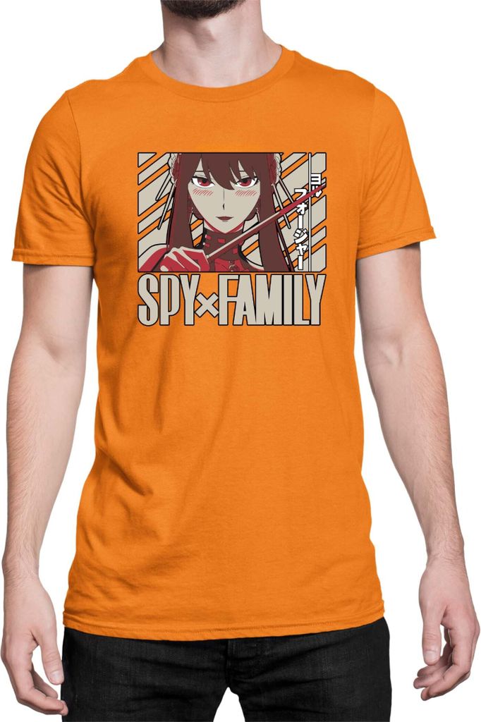 Herren T-Shirt Japan Anime Manga Family Anime X Manga Spy Fan Solo Yor, Man 2XL / Orange