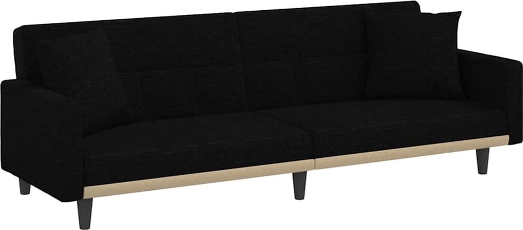 vidaXL Schlafsofa mit Kissen Schwarz Stoff