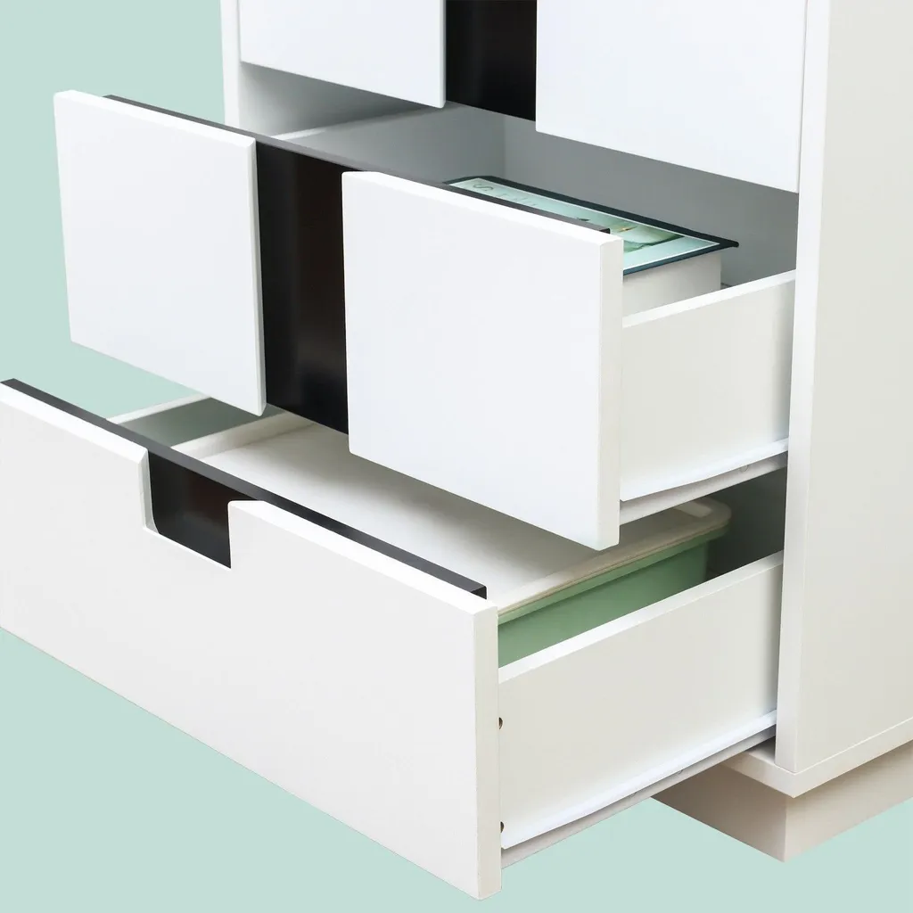 Commode blanche 4 tiroirs coulissants à grande capacité de stockage