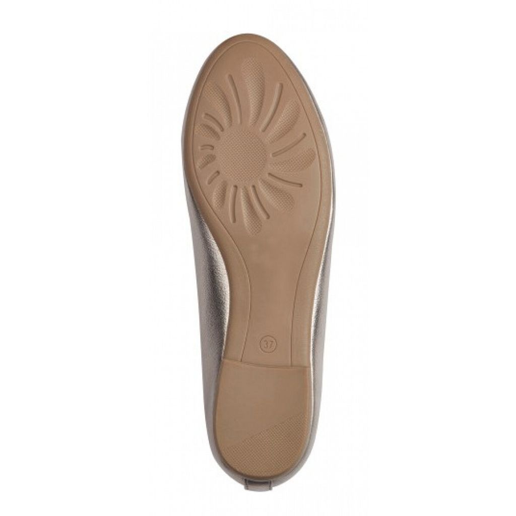 MARCO TOZZI Damen Ballerina Schleife runde Form Slipper 2-22137-42, Größe:41 EU, Farbe:Gold