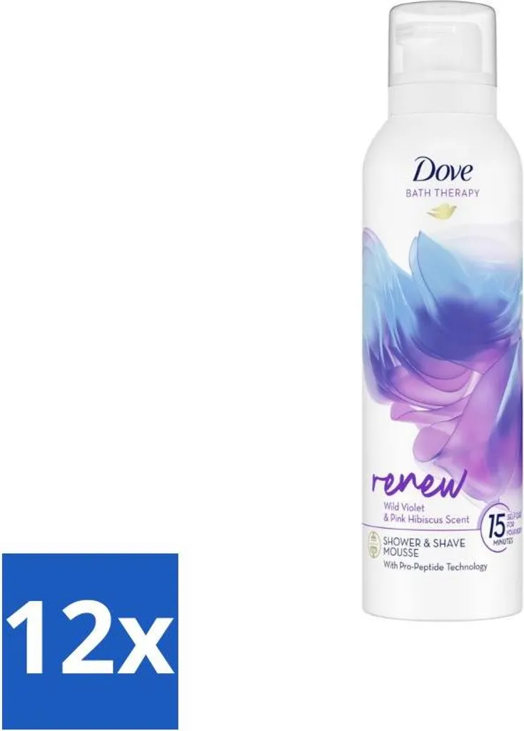 Stock 12x Dove Mousse Doccia Bath Therapy Renew Viola e Ibisco 200ml