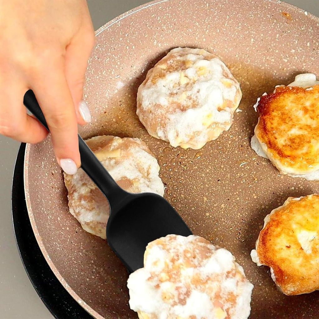 6 Stück Teigschaber, Silikon-Set, Silikon-Küchenhilfe, hitzebeständig, nahtloses einteiliges Design, schwarz, Küchenpalette, Antihaftbeschichtu...