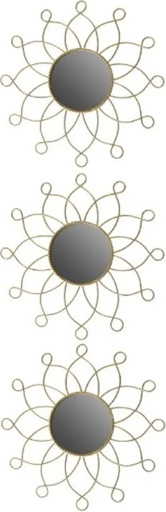 Miroirs Muraux Design en Métal Or Set de 3 - Agrandir Espace Intérieur 25cm