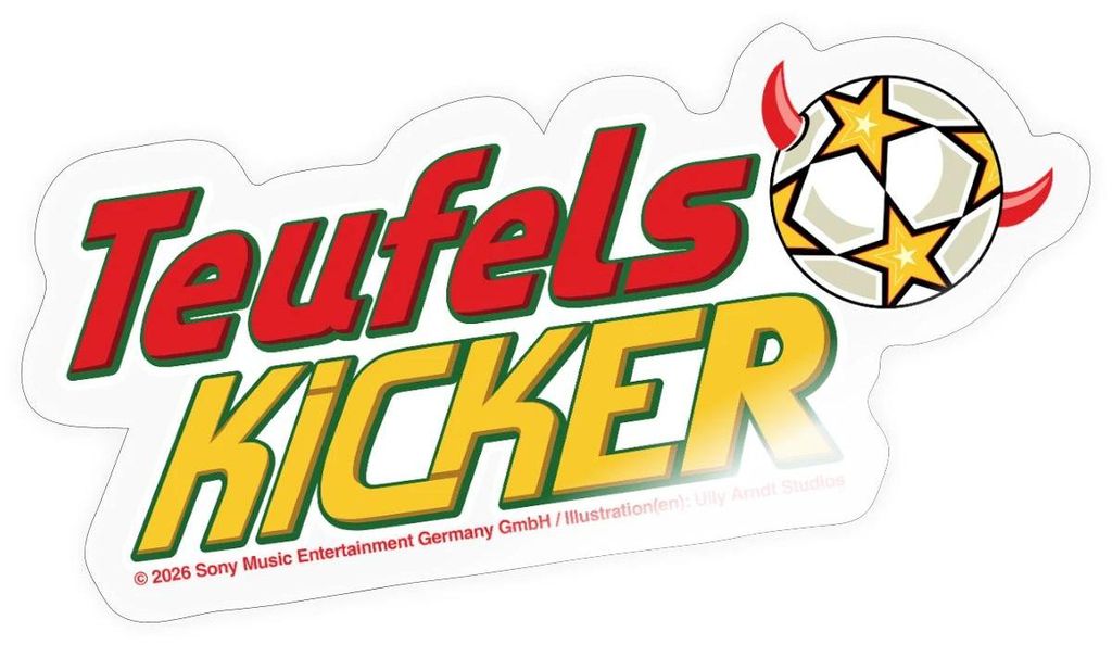 Spreadshirt Teufelskicker Schriftzug Mit Fußball Sticker Aufkleber, 10 x 10 cm, Transparent glänzend