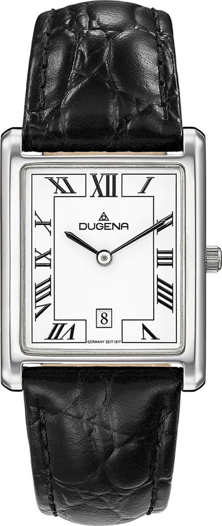 Dugena Uni-Armbanduhr 4460699 Quadra Classica, Quarz, Edelstahl, Lederarmband, 3 bar
