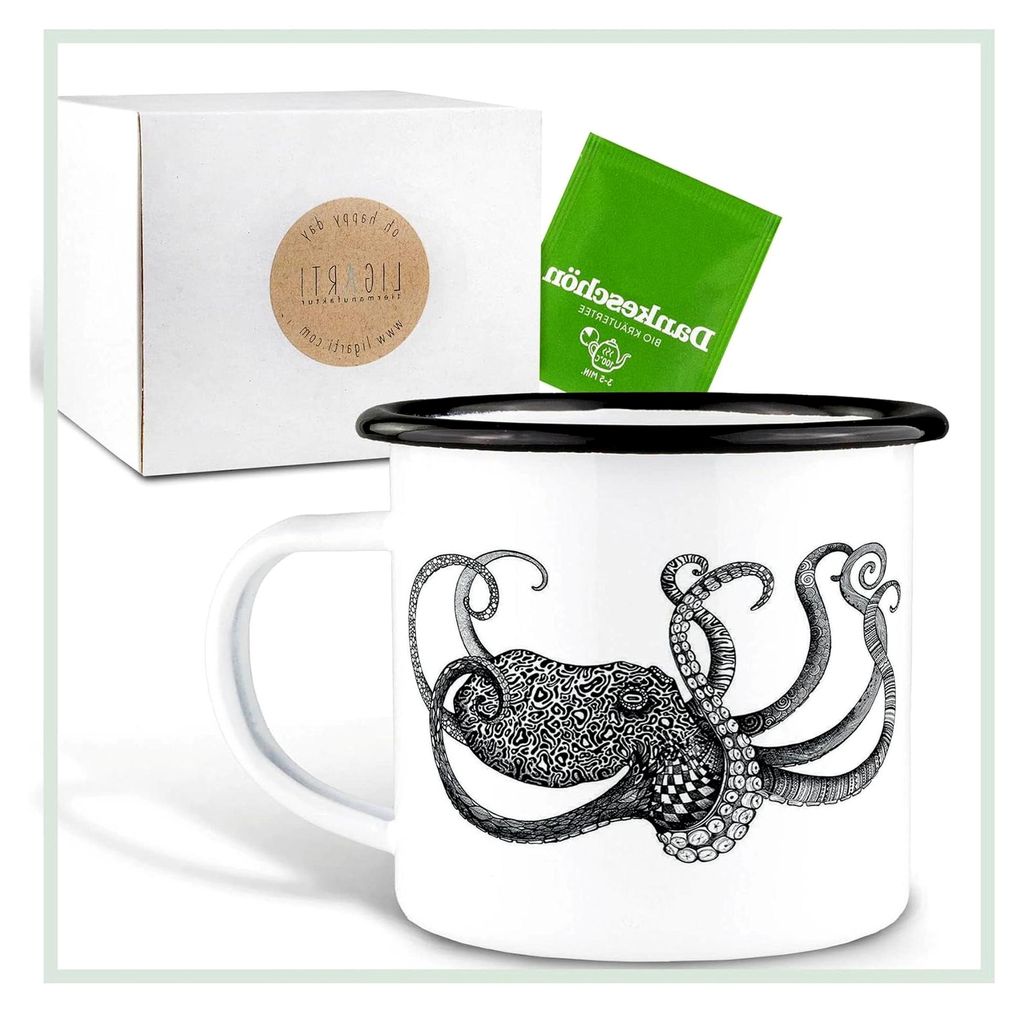 XXL Emaille Tasse (leicht & robust) | Handveredelt in Deutschland | Kaffeetasse, Trinkbecher, Emaillebecher