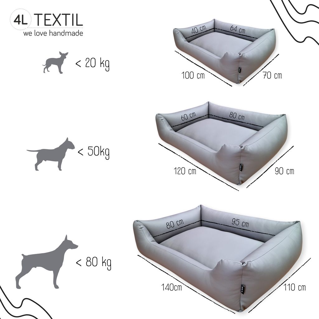 4L Textil MARIO Hundebett Kunstleder schwarz Hundebett Produktbild 6