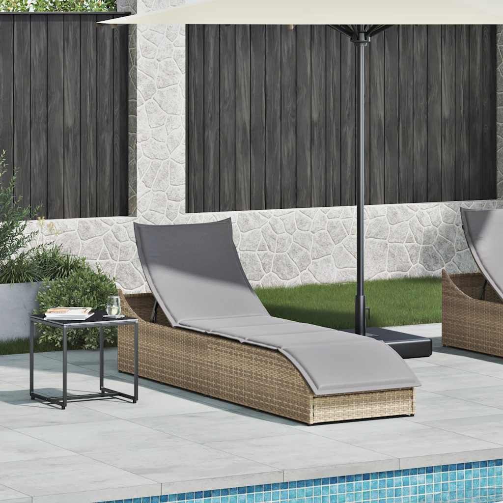 "SALE 2026"Liegestuhl/Relaxliege - Klappliege mit Auflage und Stauraum Beige Poly-Rattan - 59x200x79cm - 59x200x79cm - Gartenliegen DEMöbel277270