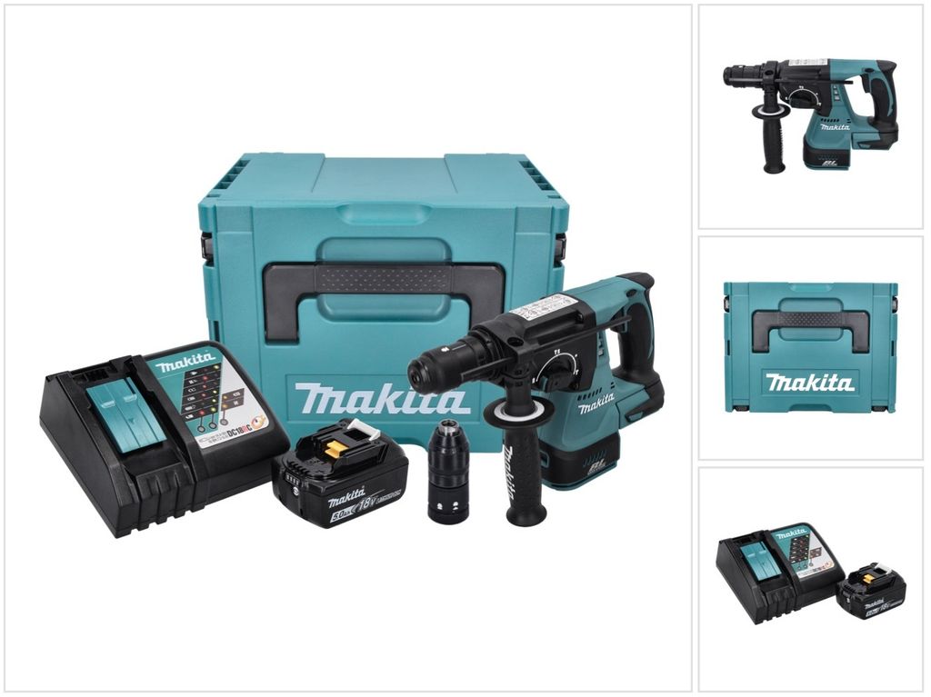 Makita DHR 243 RT1J Akku Bohrhammer 18 V 2,0 J SDS plus Brushless + 1x Akku 5,0 Ah + Ladegerät + Makpac
