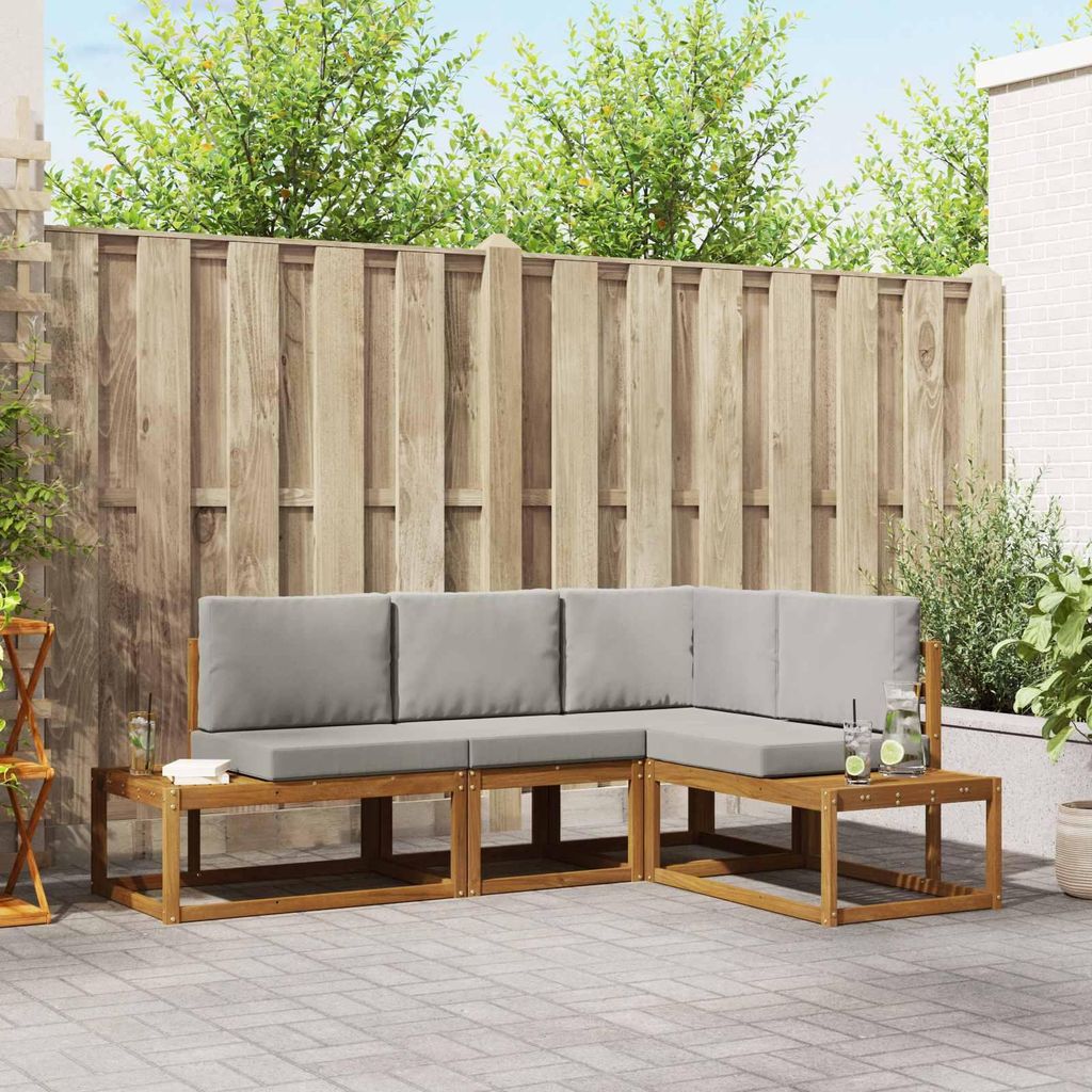 "im Sonderangebot"Outdoor-Sofagarnitur/Couchgarnitur - CLORIS - Outdoor-Möbel - für Garten/Terrasse - mit Kissen 4 Stück Natürlich und Hellgrau...