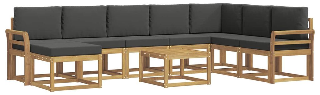 vidaXL Outdoor-Sofagarnitur mit Kissen 9 pcs Weiß und Anthrazit