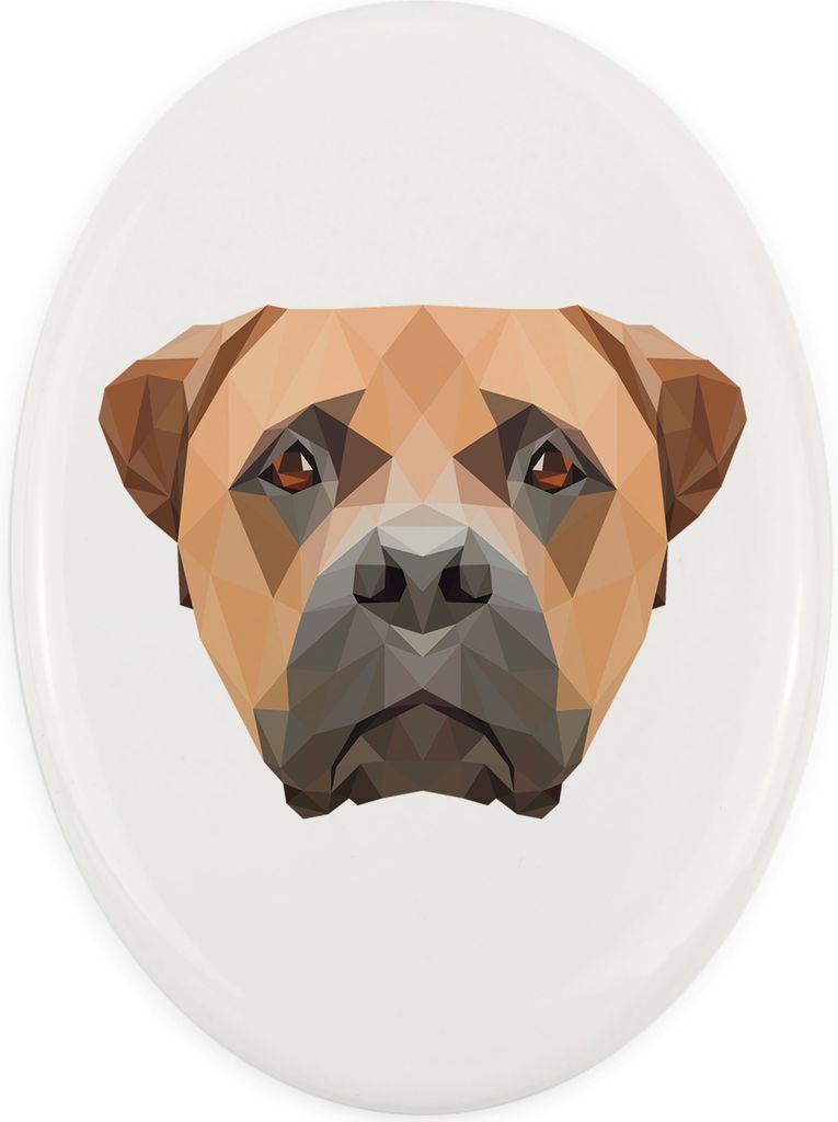 Bullmastiff - Fliese mit geometrischem Bild und Schriftzug der Marke Art-Dog