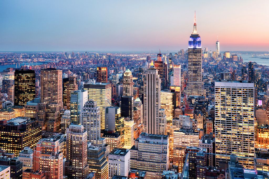 Muralo Fototapete Stadt NY 416 (B) x 290 (H) cm Vlies Tapete Wandtapete New York Wolkenkratzer Himmel Wohnzimmer Schlafzimmer moderne Wandbild Arch...