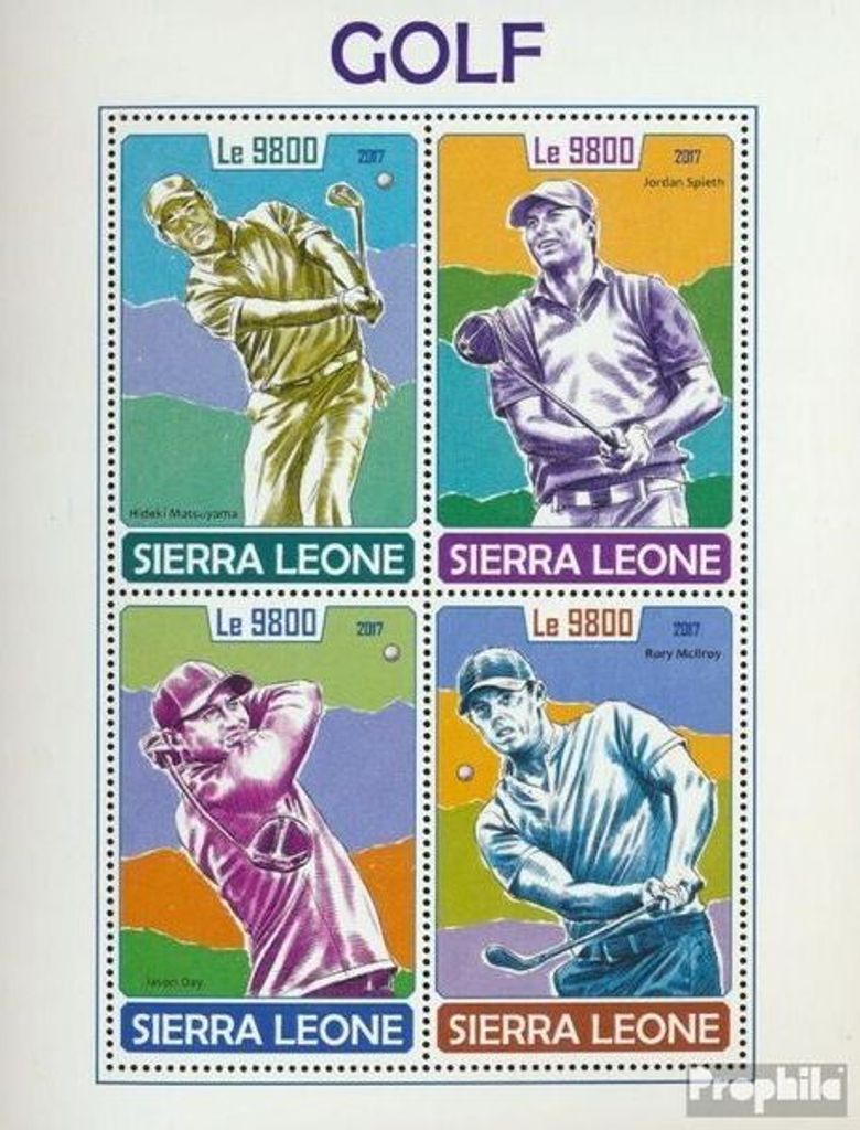 Briefmarken Sierra Leone 2017 Mi 8985-8988 Kleinbogen (kompl. Ausg.) postfrisch Golf