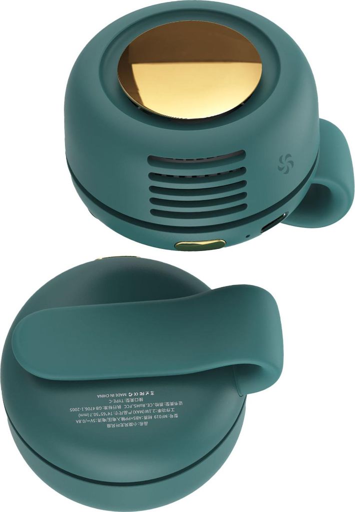Hängende Taille Fan Portable USB Aufladen Leafless Fan mit Mini-Clip für Sport Arbeit Outdoor Grün