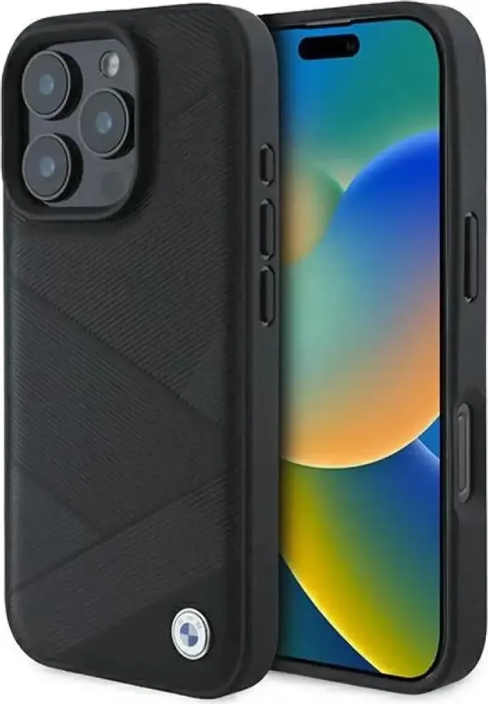 BMW Custodia iPhone 16 Pro 6.3 Pelle Segno Nera | Cover Originale BMW