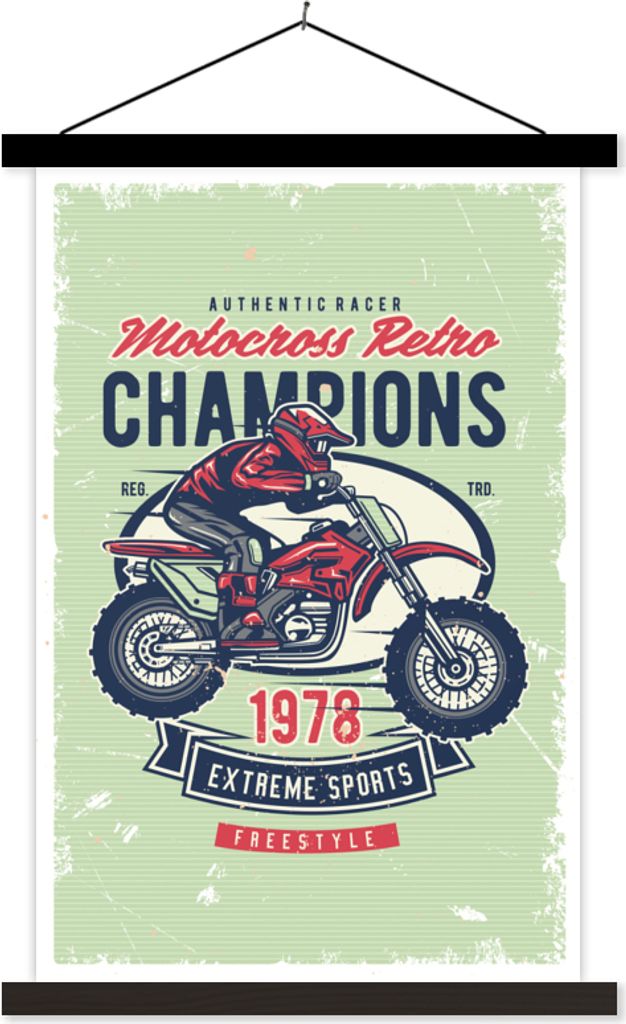 MuchoWow Textilposter Mancave - Motor - Männer - Retro 40x60 cm mit schwarzem Rahmen - Wanddekorationen