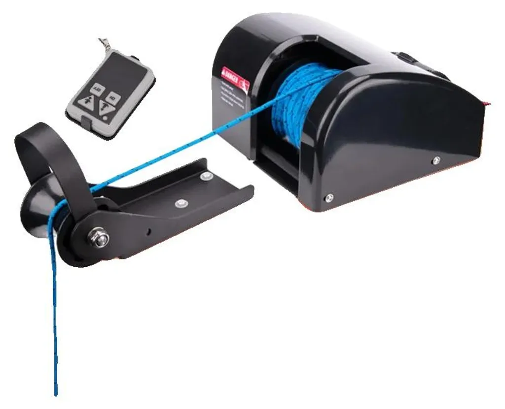Treuil d'ancre électrique 12V avec corde 30m, levage 11kg noir mat
