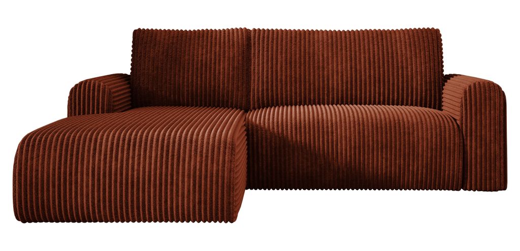 Ecksofa Cord MANDY 180x285 cm mit Schlaffunktion Kupfer Produktbild 