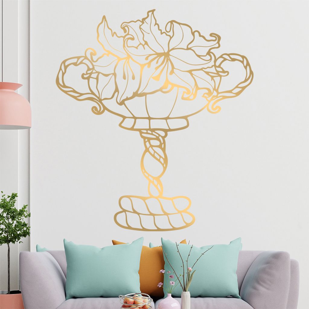 Pflanzen - Pokal - Dekoration Wandtattoo in 6 Größen - Wandaufkleber Wall Sticker - Dekoration, Küche, Wohnzimmer, Schlafzimmer, Badezimmer