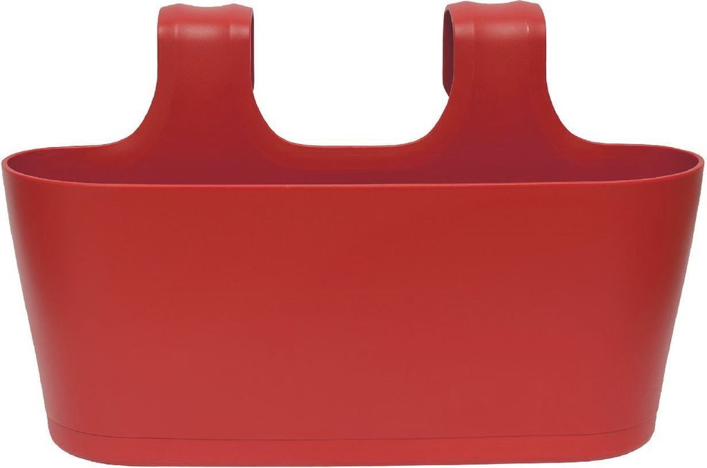 Blumenkasten oval Balkon Übertopf Pflanzkasten Blumentopf zum Hängen mit Wasserspeicher Farbe rot