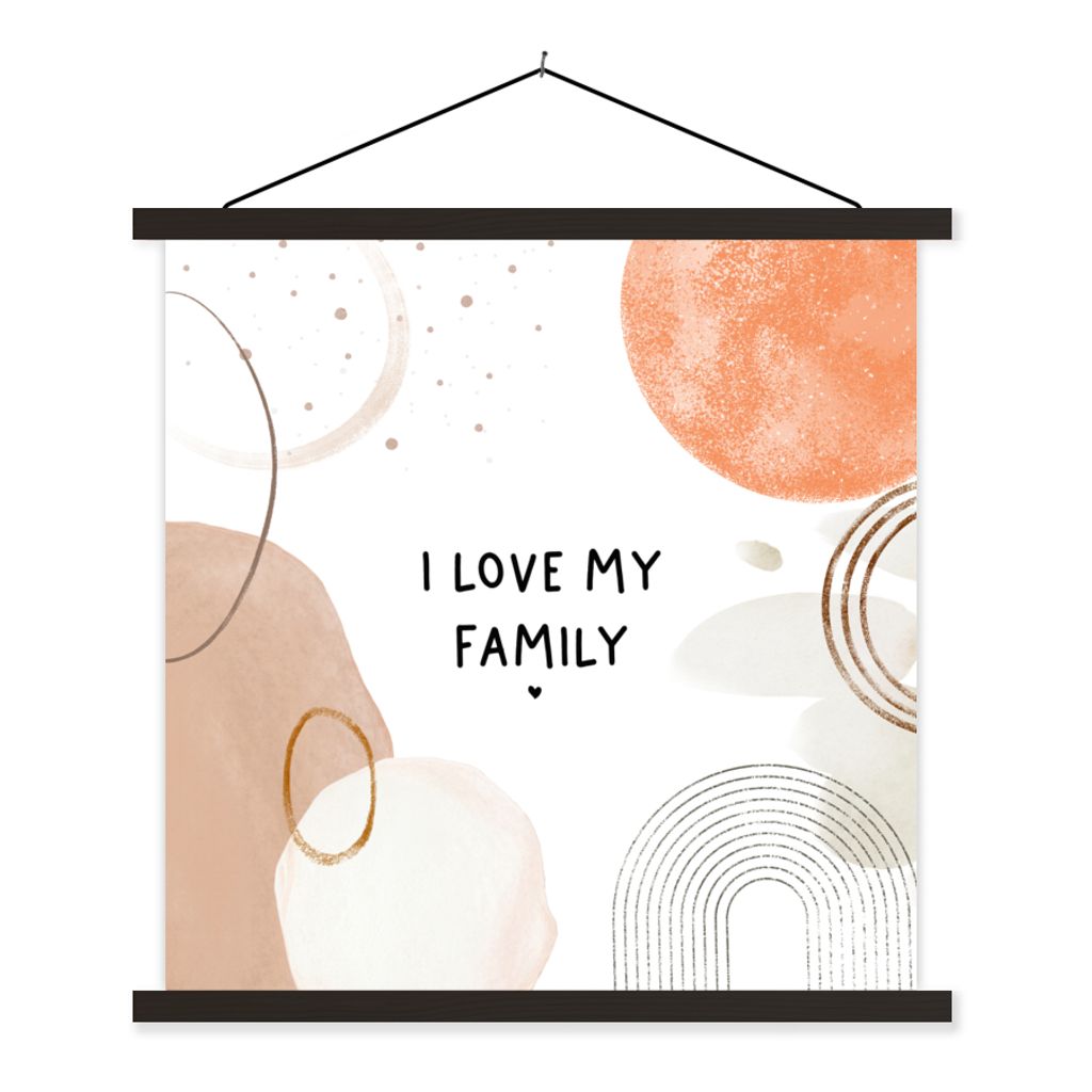 MuchoWow Textilposter Zitate - Ich liebe meine Familie - Familie - Sprichwörter 40x40 cm mit schwarzem Rahmen - Fotos