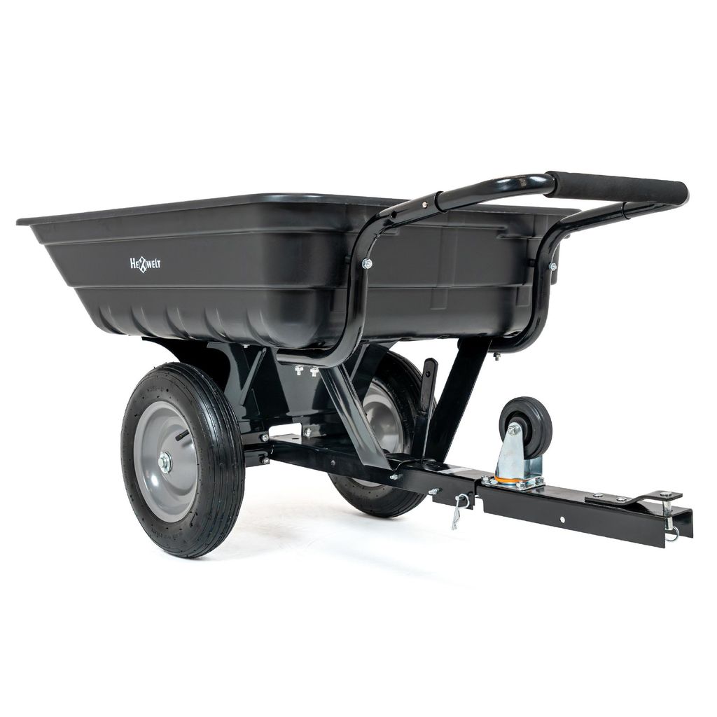 HW-ABS-TRAILER Anhänger für Rasentraktor und Quad 200 L, Transportanhänger bis 200 kg, Gartenanhänger aus ABS
