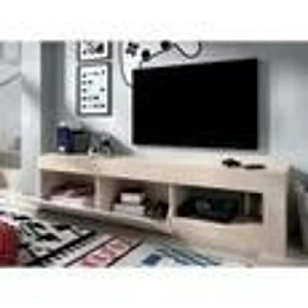 Meuble TV bas LEBO Chêne et Blanc brillant 204 cm - Style scandinave - 3