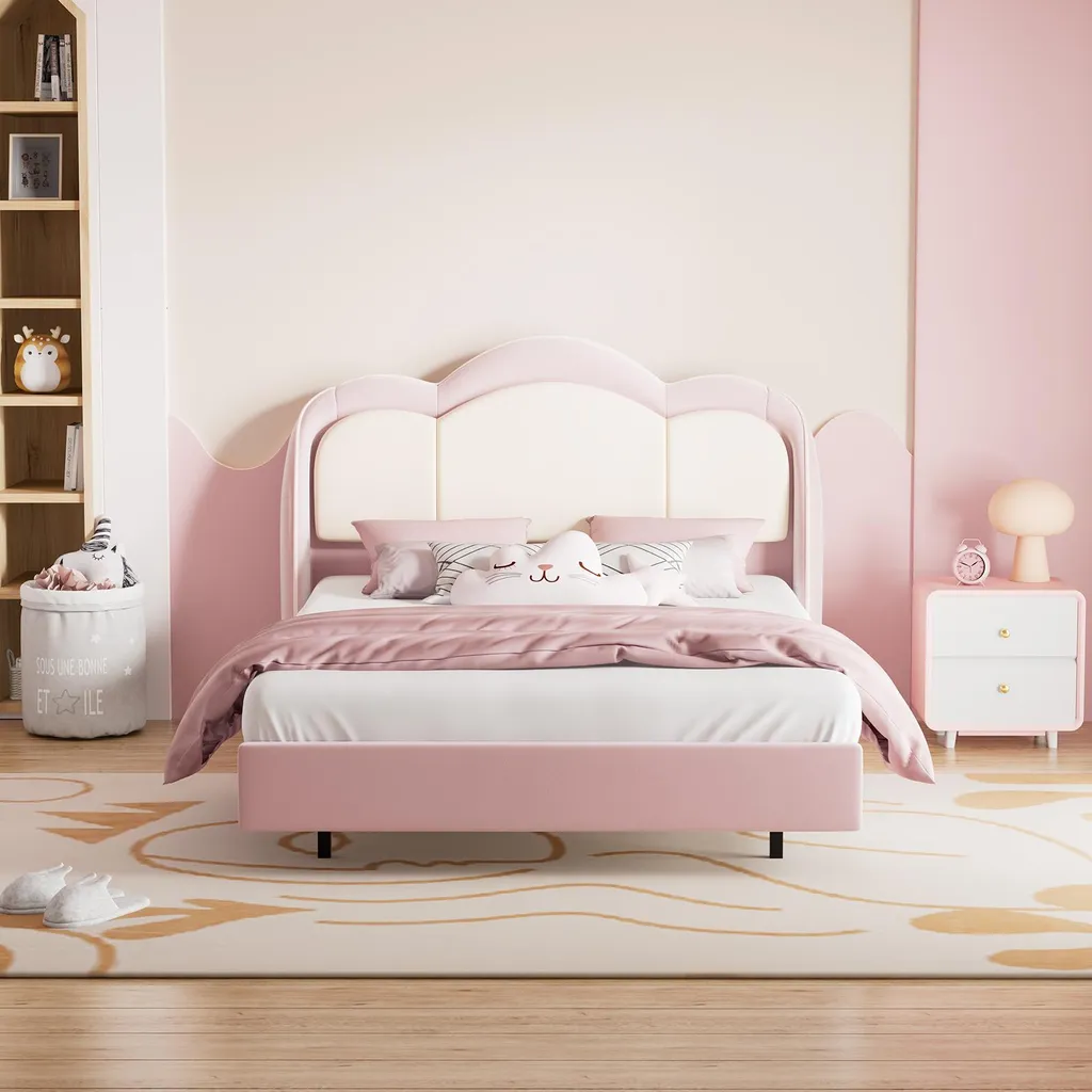 Lit LED Musical Rose 90x200 cm Design Nuage et Structure Suspendue - 2