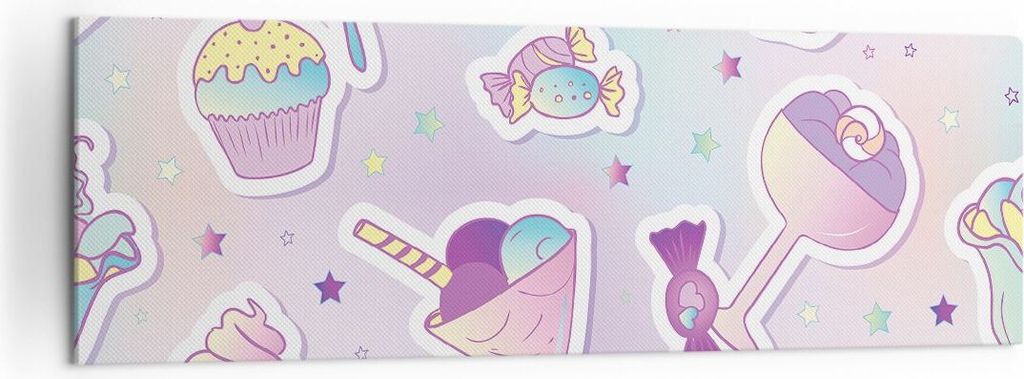 Bild auf Leinwand - Leinwandbild - Süßigkeiten Süßigkeiten Kinder Kuchen - 160x50cm - Wand Bild - Wanddeko - Leinwanddruck - Bilder - Kunstdruc...