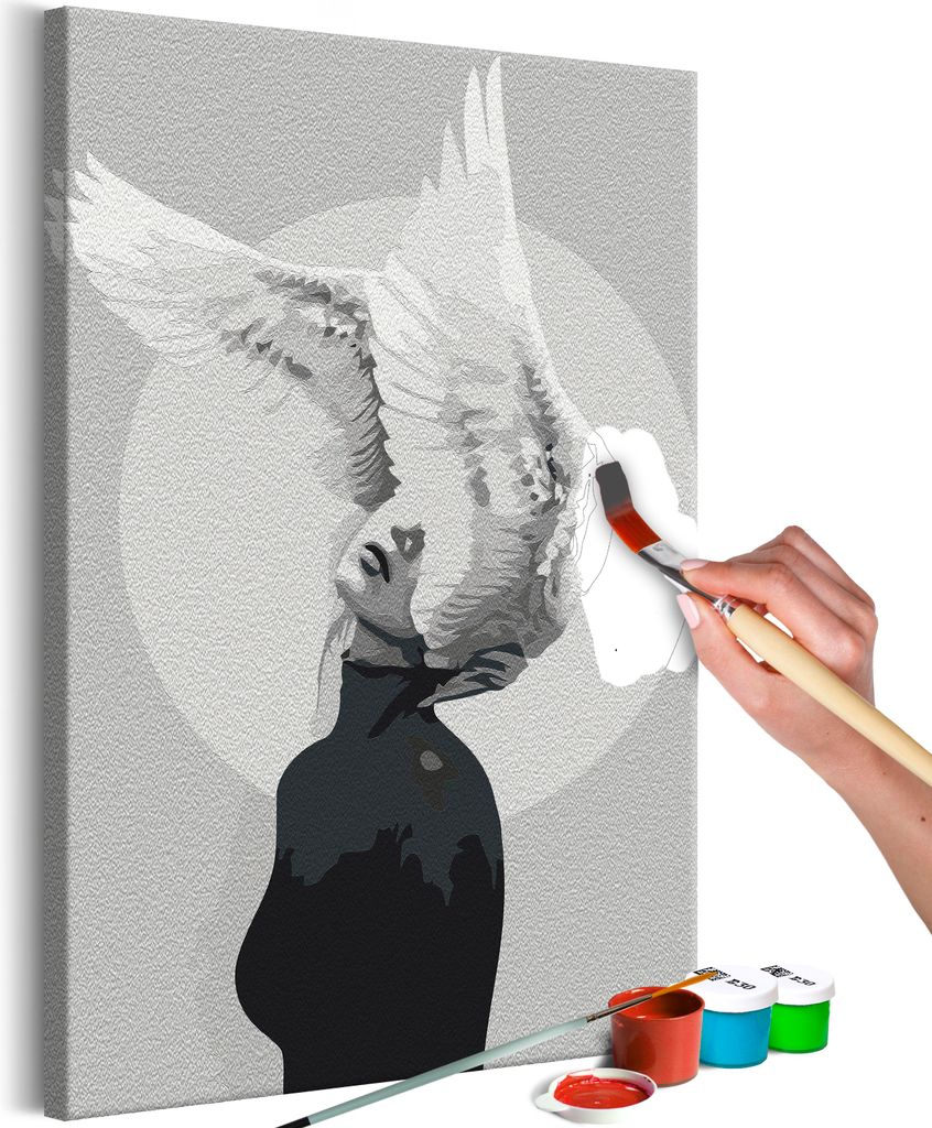 Malen nach Zahlen Frau Engelsflügel Abstrakt 40x50 cm Malset mit Holzrahmen auf Leinwand für Erwachsene Kinder Gemälde Handgemalt Kit DIY