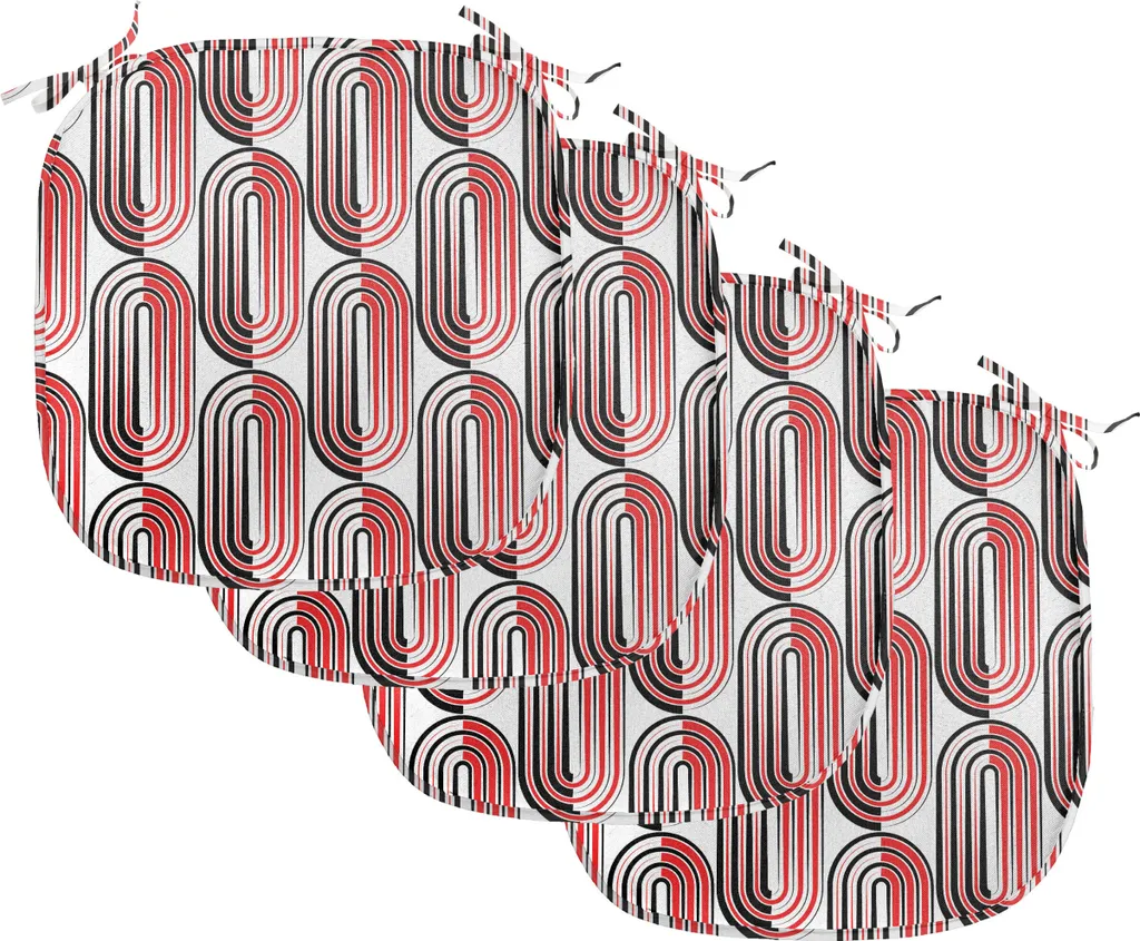 Assise de Chaise Imperméable Blanche et Rouge 40cm avec Sangles - Pack de 4