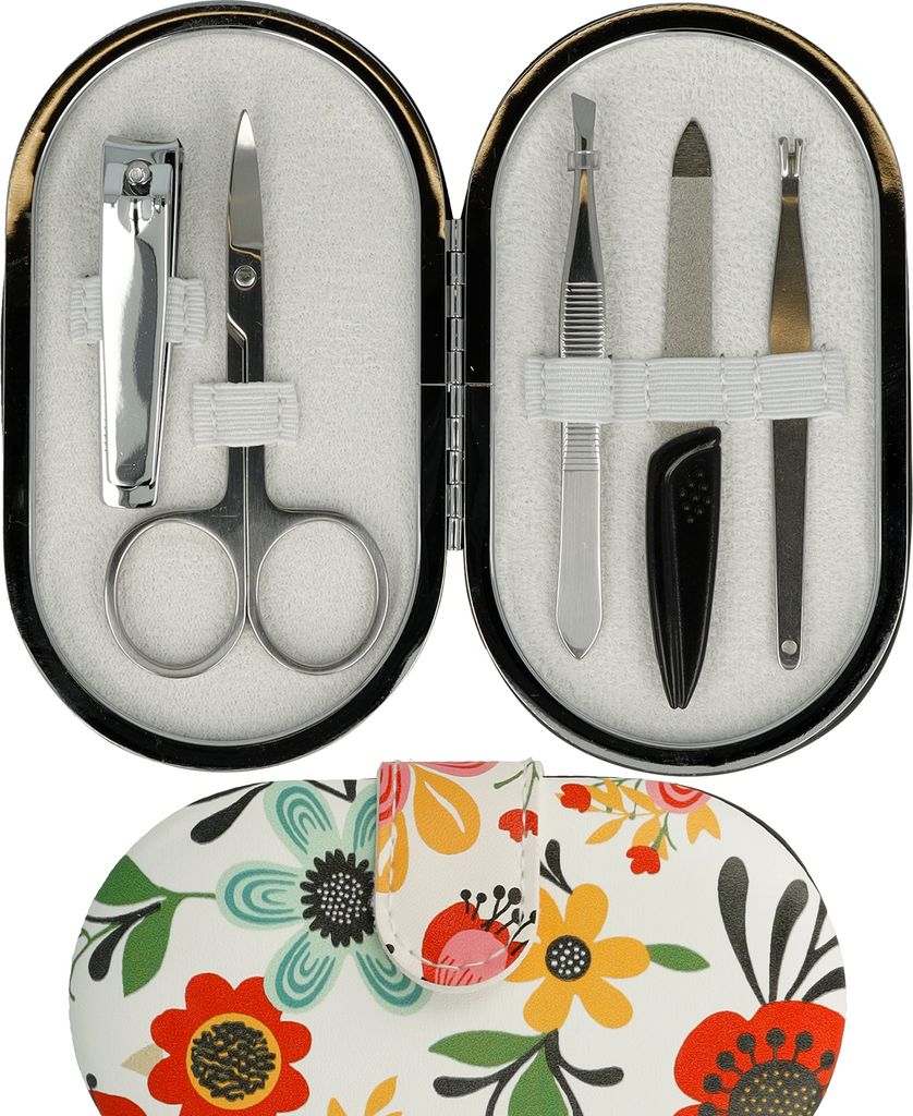 Nageletui 5 teilig Nagelset Maniküre Nagelschere Knipser Feile Pinzette Reise
