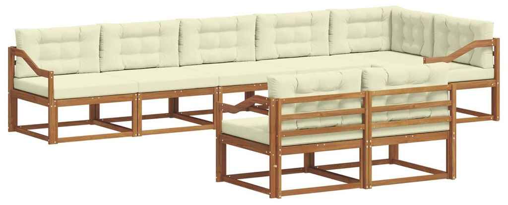 (Robust Möbel)Outdoor-Sofa garnitur moderne - Balkonmöbel/Gartenlounge-Set - robust und langlebig - mit Kissen 8 pcs Natur und Creme - Gartensofa...